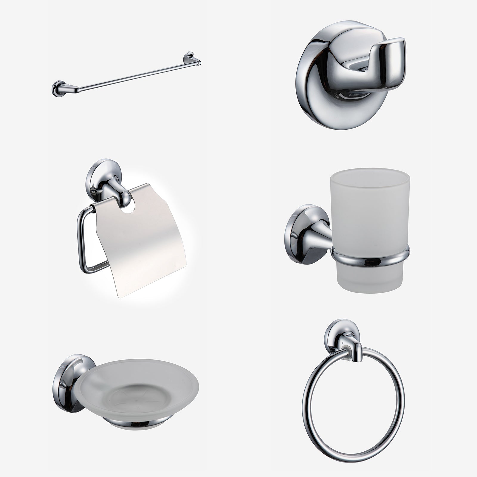 Swan Chrome Modern 6 Piece Chrome Bathroom Accessory Pack