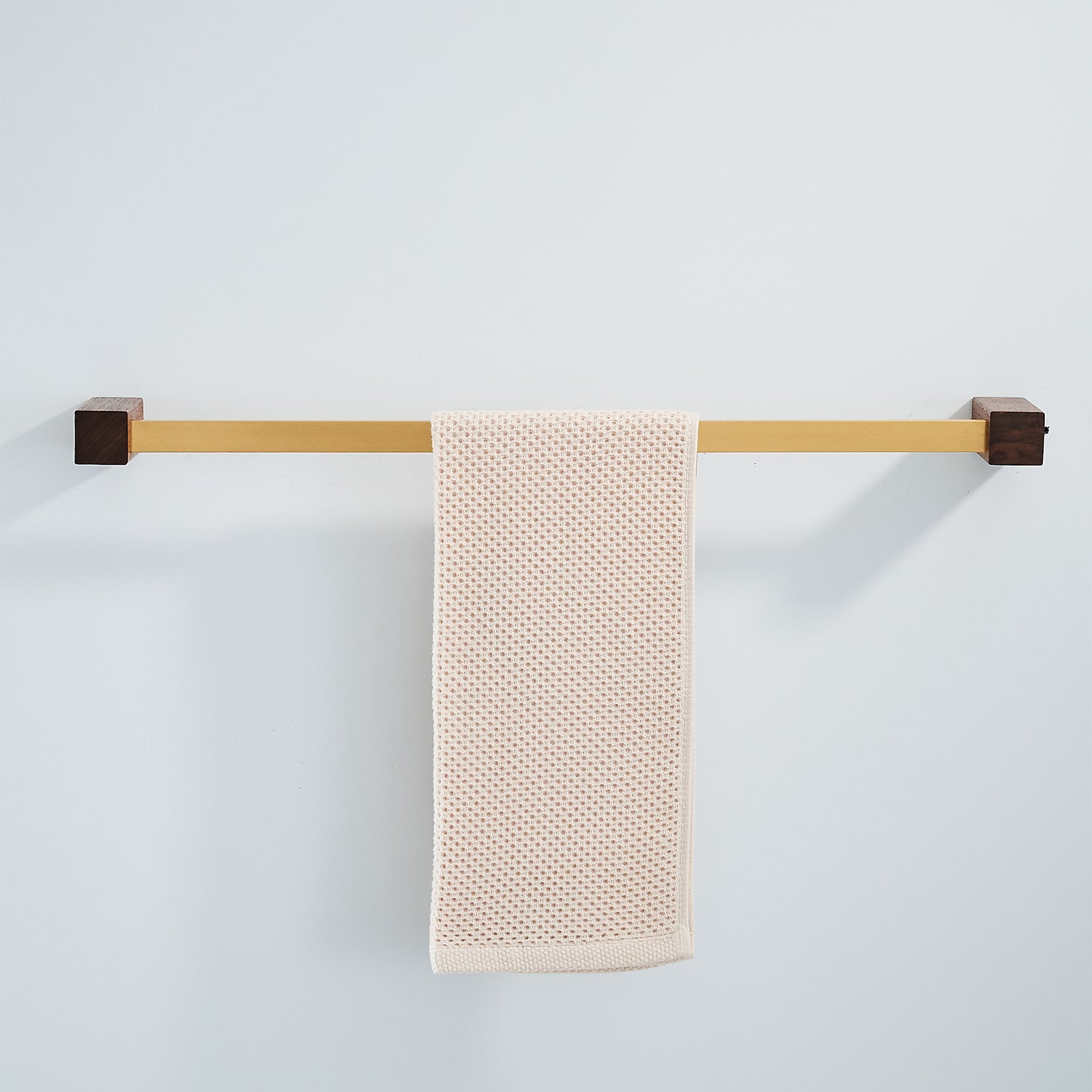 Abloh Luxury Towel Rail Wooden Walnut & Gold Bathroom