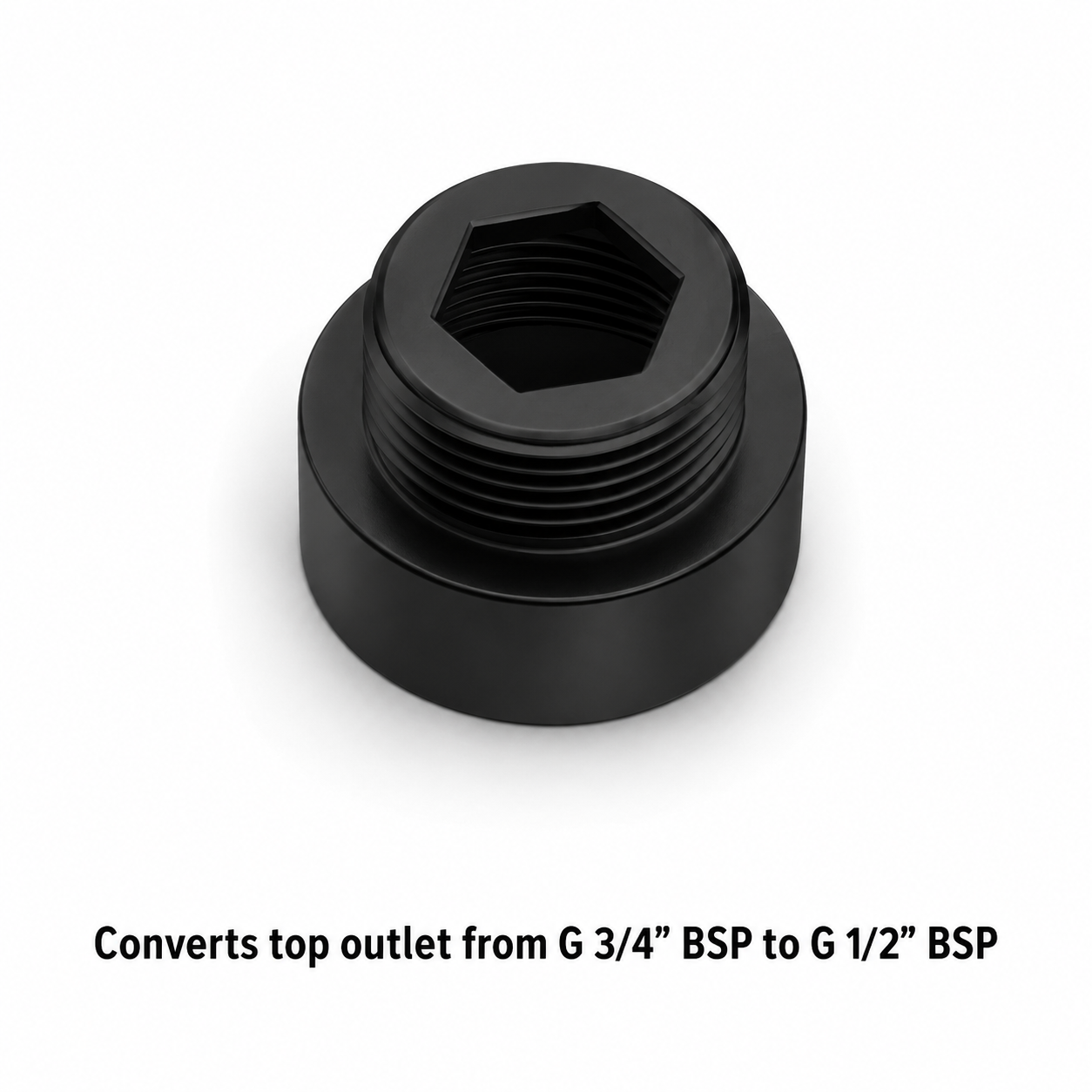 Matt Black Shower Hose Mixer Valve Reducer Pipe Adaptor – 3/4" Female to 1/2" Male BSP (25 x 20mm)