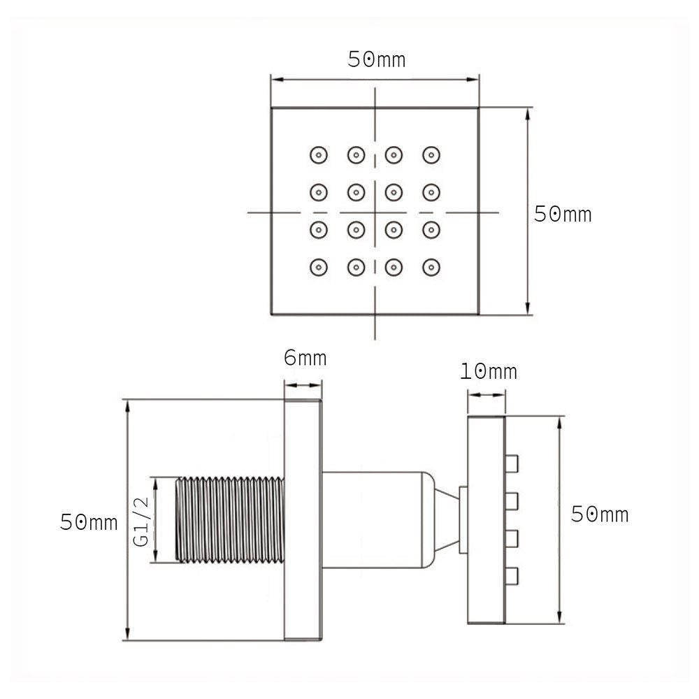 OLIVE 3 DIAL 3 WAY SQUARE SET - SHOWER HEAD +HANDSET + BODY JETS