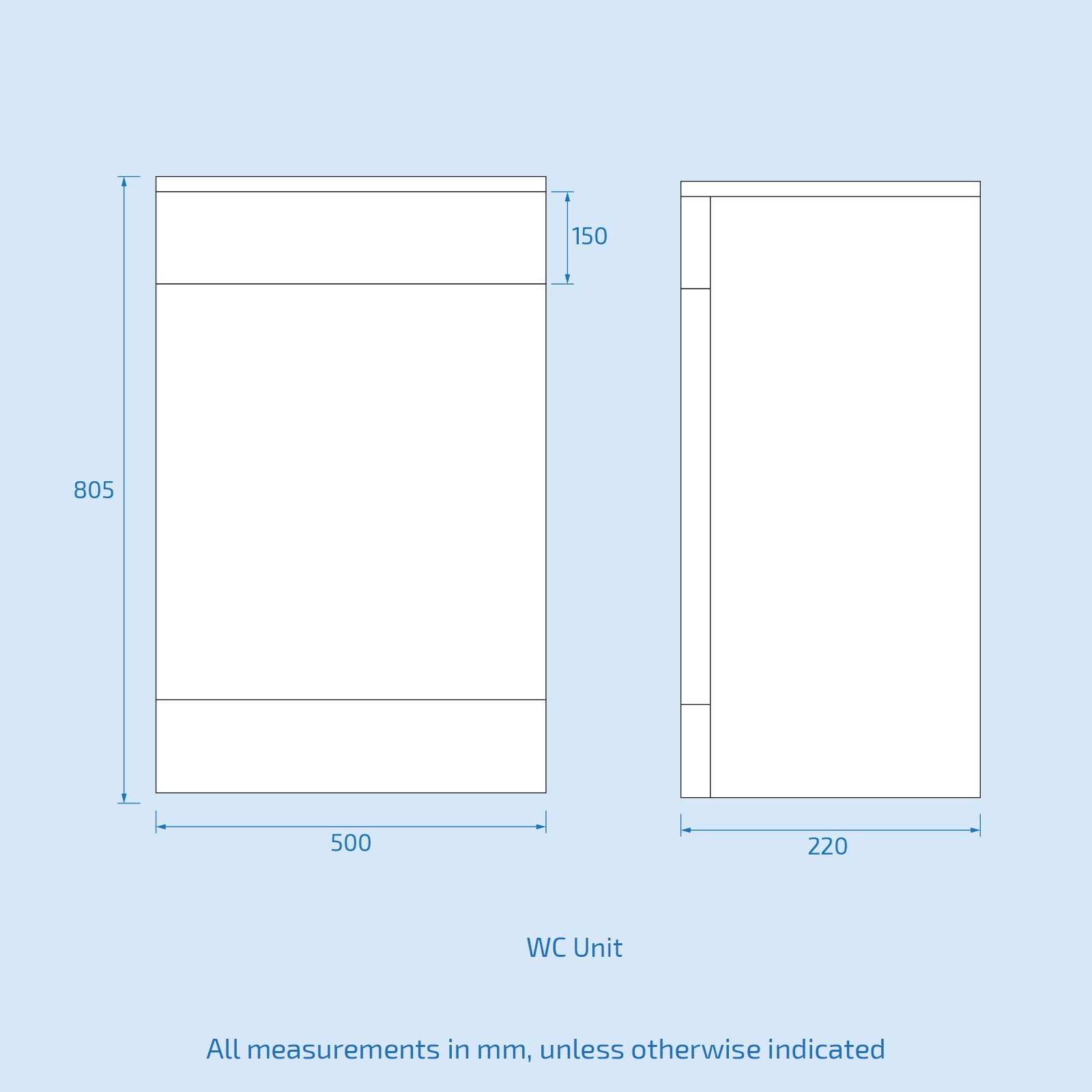 Afern Grey 500mm Back to Wall WC Unit Flat Pack