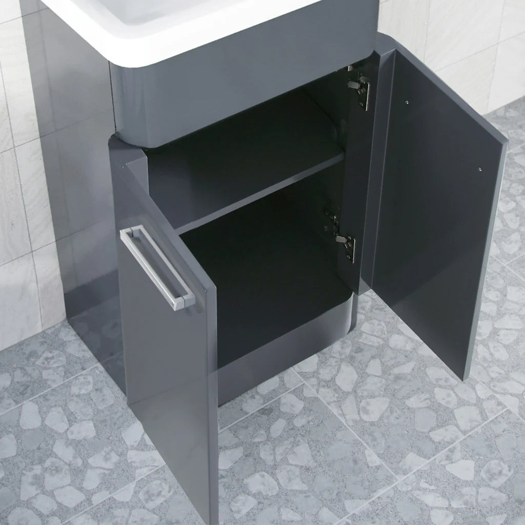 Afern 500mm Freestanding Dark Grey Vanity & 350mm Wall Hung Cabinet