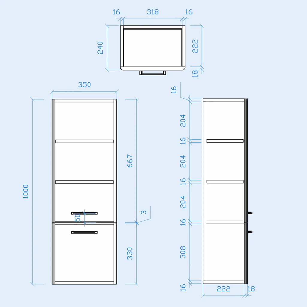 Afern 500mm Freestanding Dark Grey Vanity & 350mm Wall Hung Cabinet