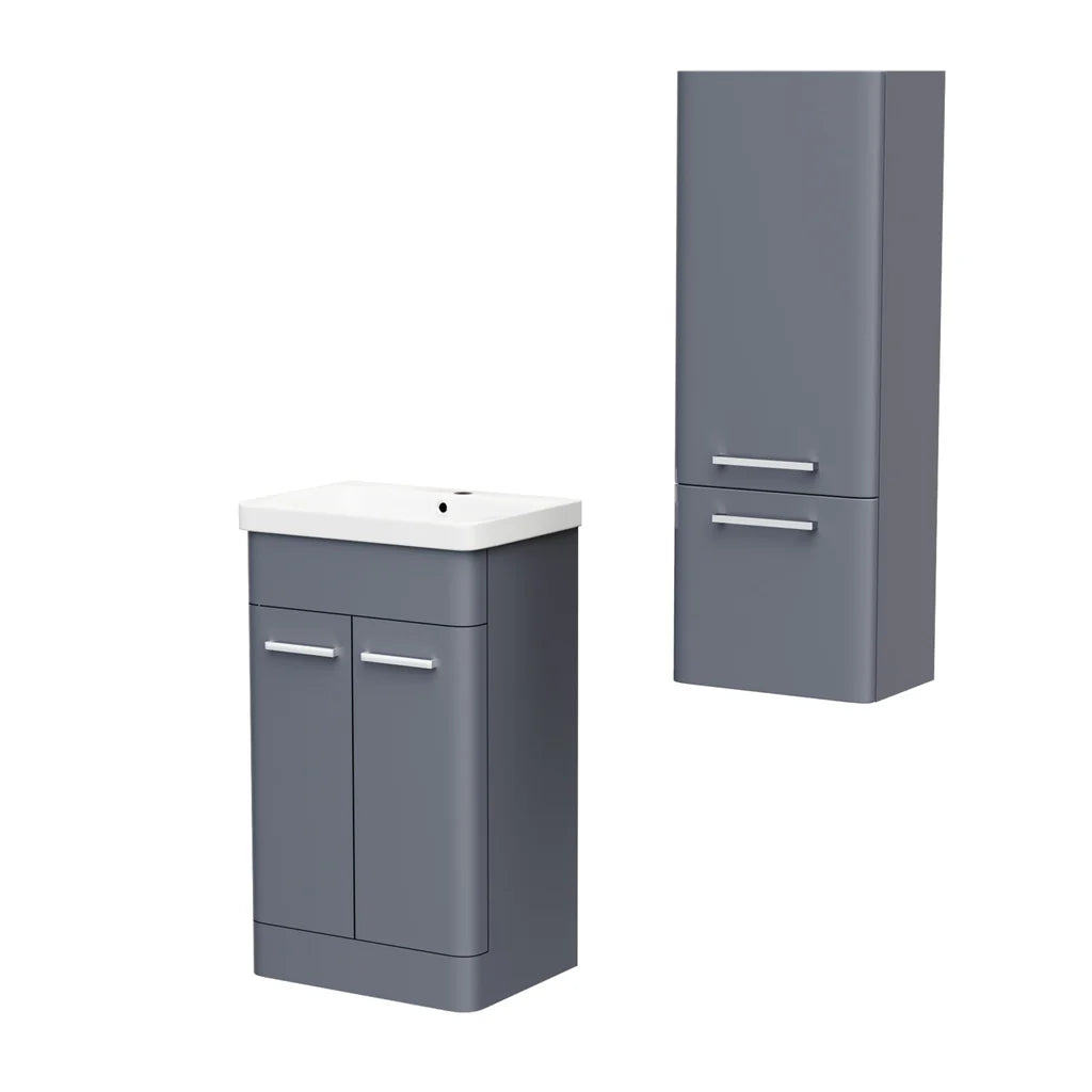 Afern 500mm Freestanding Dark Grey Vanity & 350mm Wall Hung Cabinet