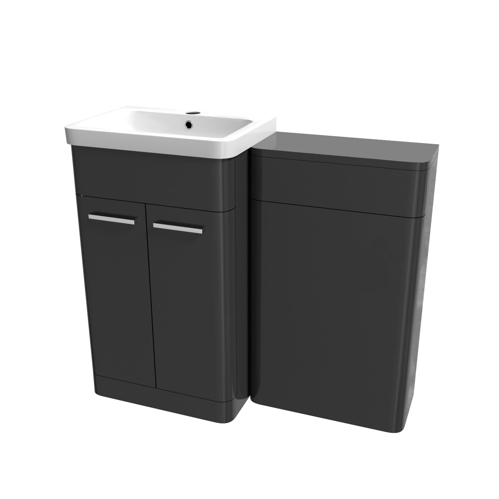 Afern Anthracite 1000mm Freestanding Cabinet Ceramic Basin & WC Unit