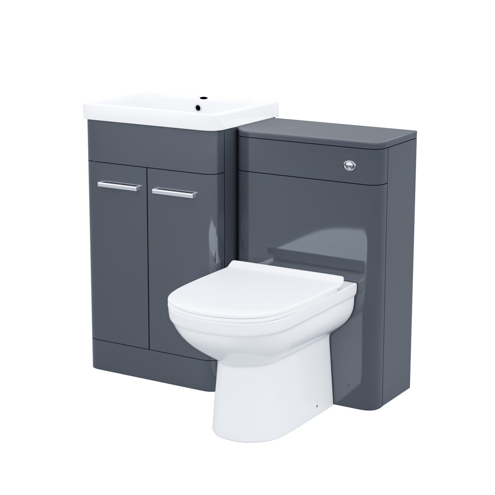 Afern Anthracite 500mm Vanity Basin Unit, WC Unit & Elso Back to Wall Toilet