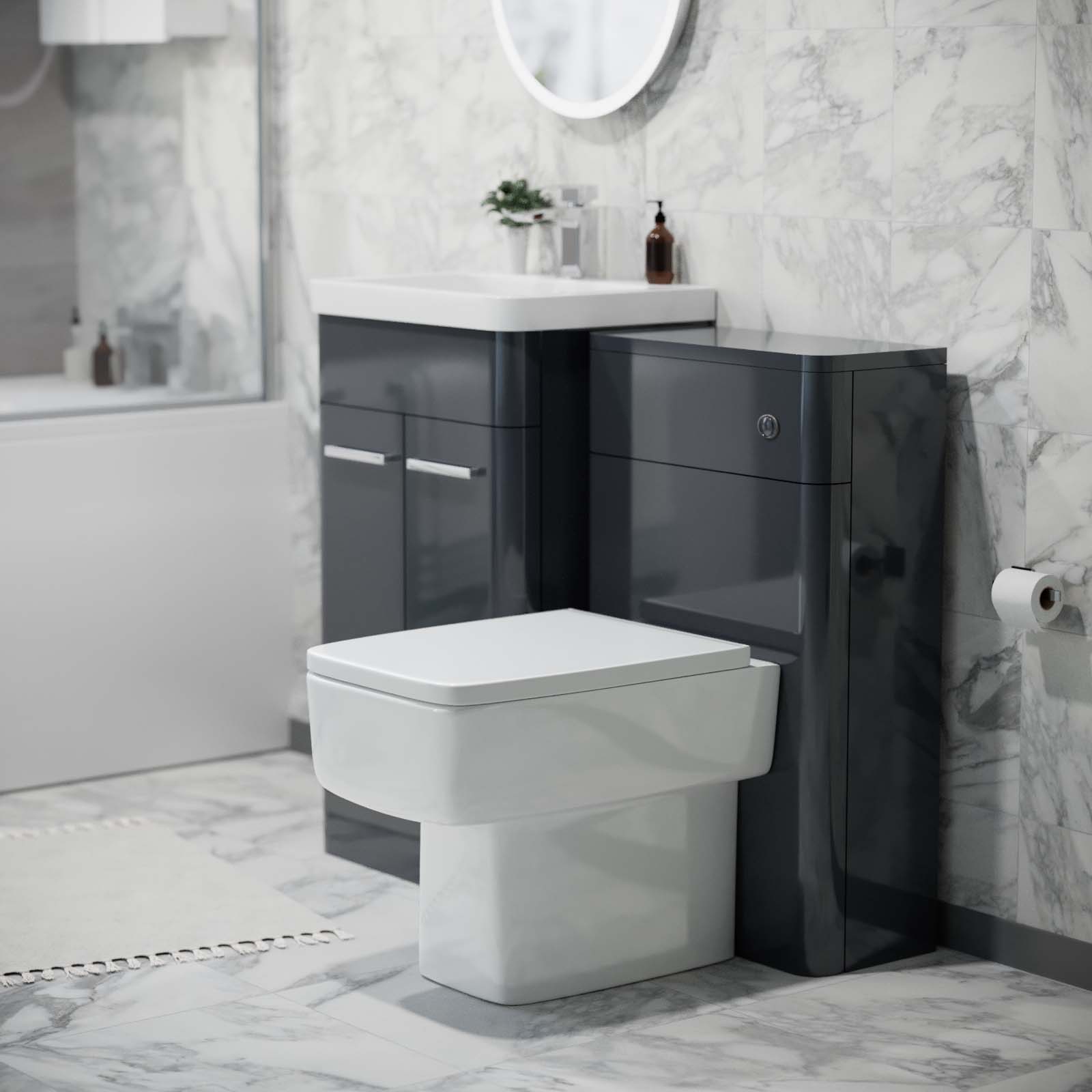 Afern 500mm Vanity Basin Unit, WC Unit & Back to Wall Toilet Anthracite