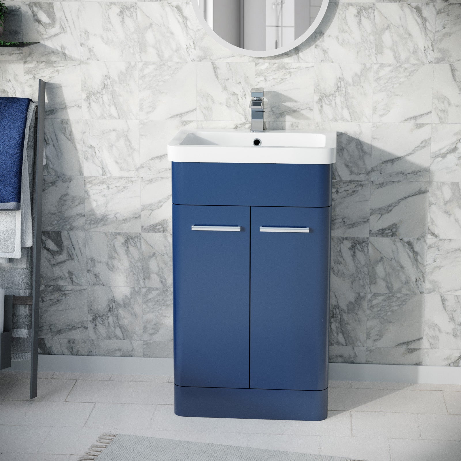 Afern 500mm Freestanding Vanity Unit Cabinet and Wash Basin Royal Blue