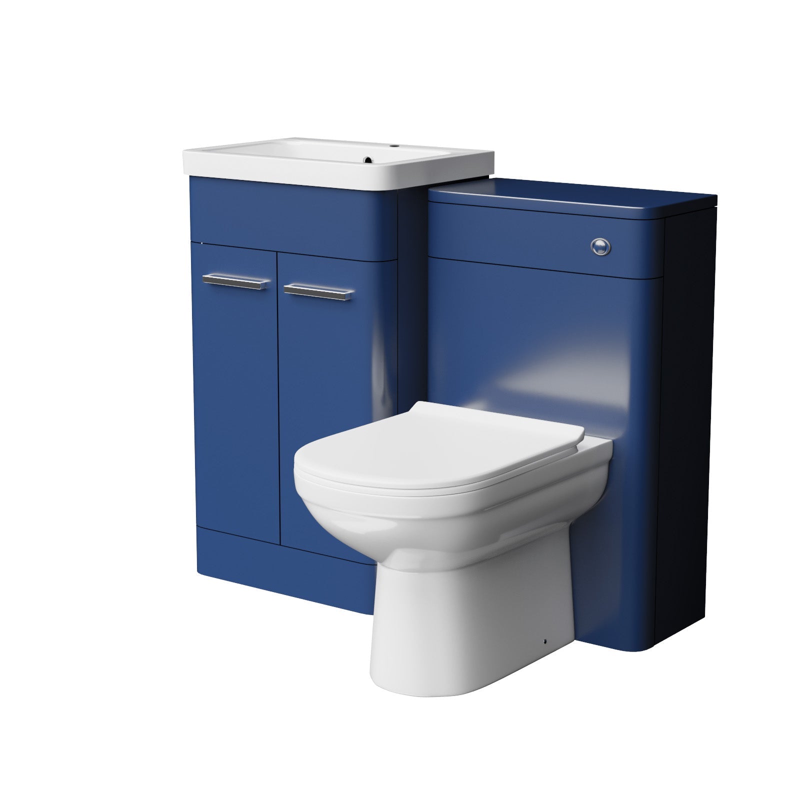 Afern 500mm Freestanding Vanity Unit with Basin, Back to Wall Toilet, WC unit Royal Blue