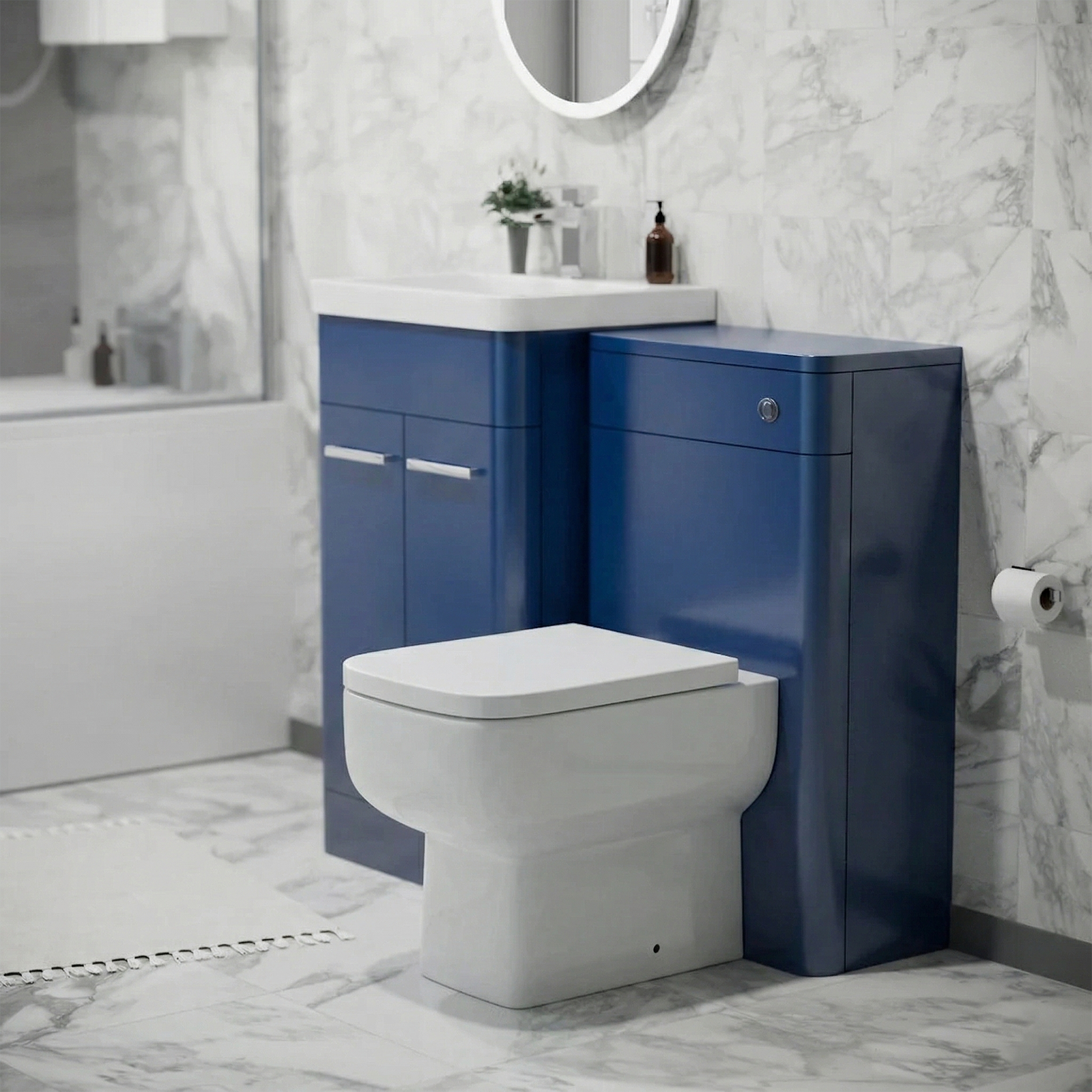 Afern 500mm Freestanding Vanity Unit with Basin,Back to Toilet, WC unit Royal Blue