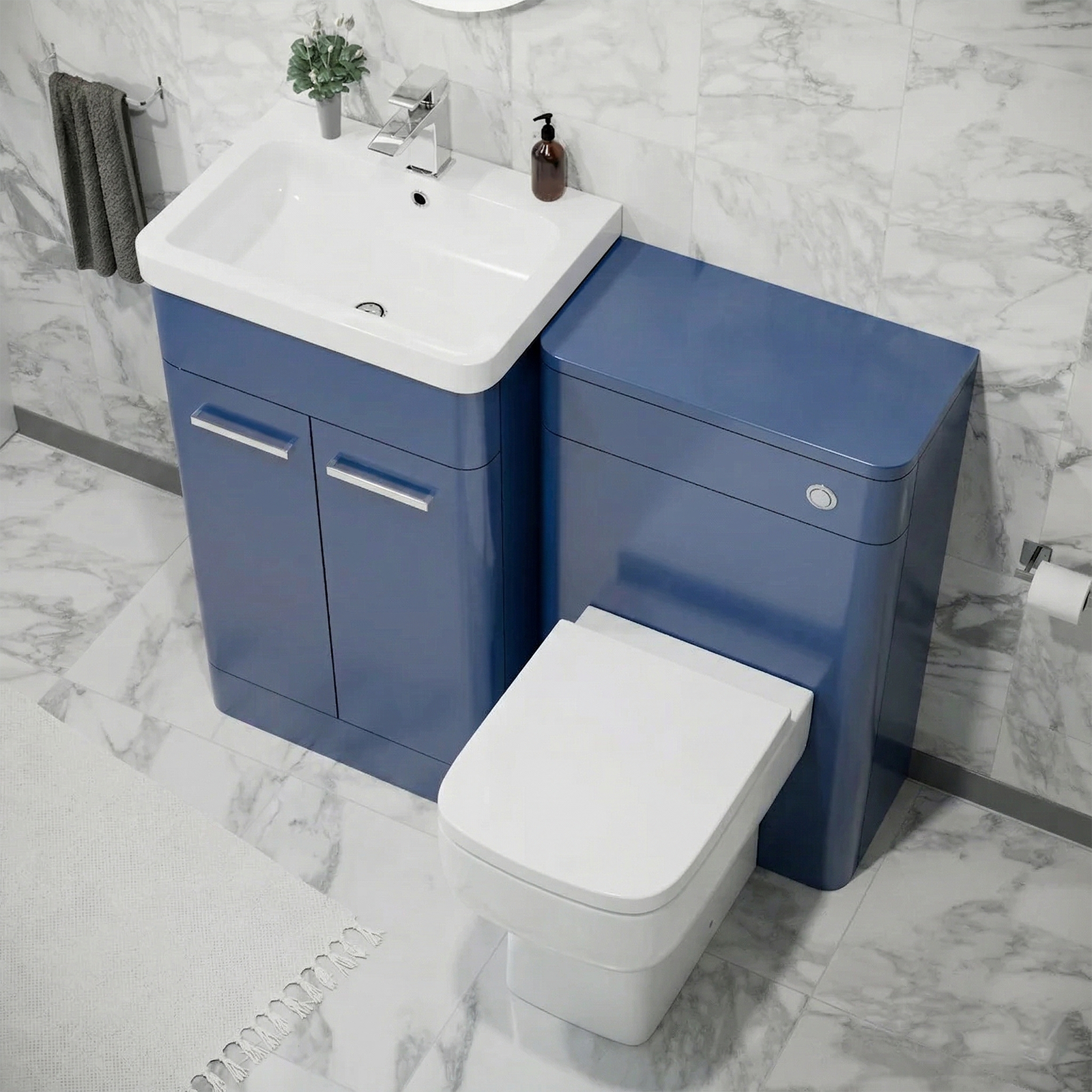 Afern 500mm Freestanding Vanity Unit with Basin,Back to Toilet, WC unit Royal Blue