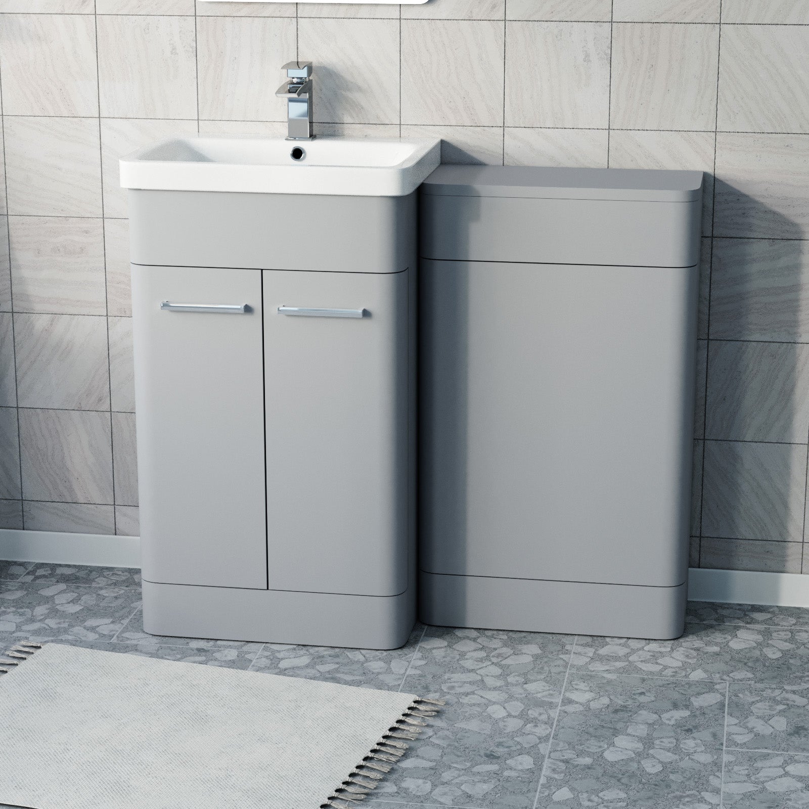 Afern Matte Grey 1000mm Freestanding Cabinet Ceramic Basin WC Unit Flat Pack
