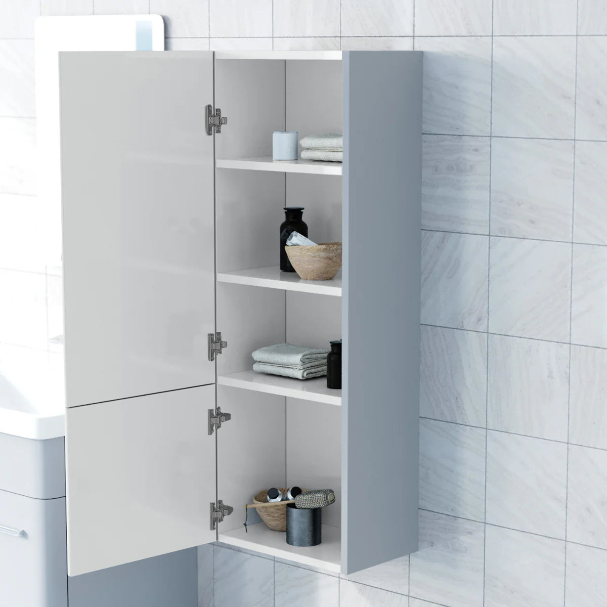 Afern 500mm Freestanding Matte Grey Vanity & 350mm Wall Hung Cabinet