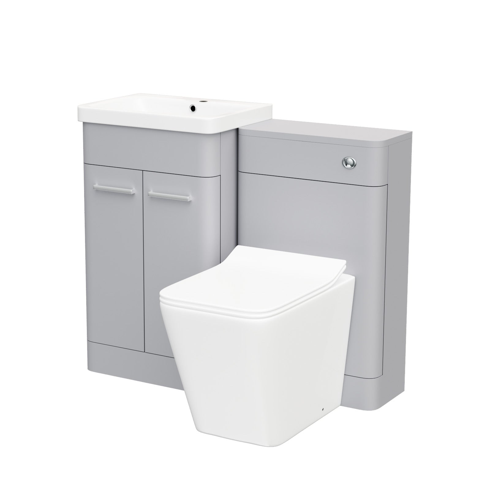 Afern Matte Grey 500mm Freestanding Basin Vanity WC Unit & Square Toilet Flat Pack