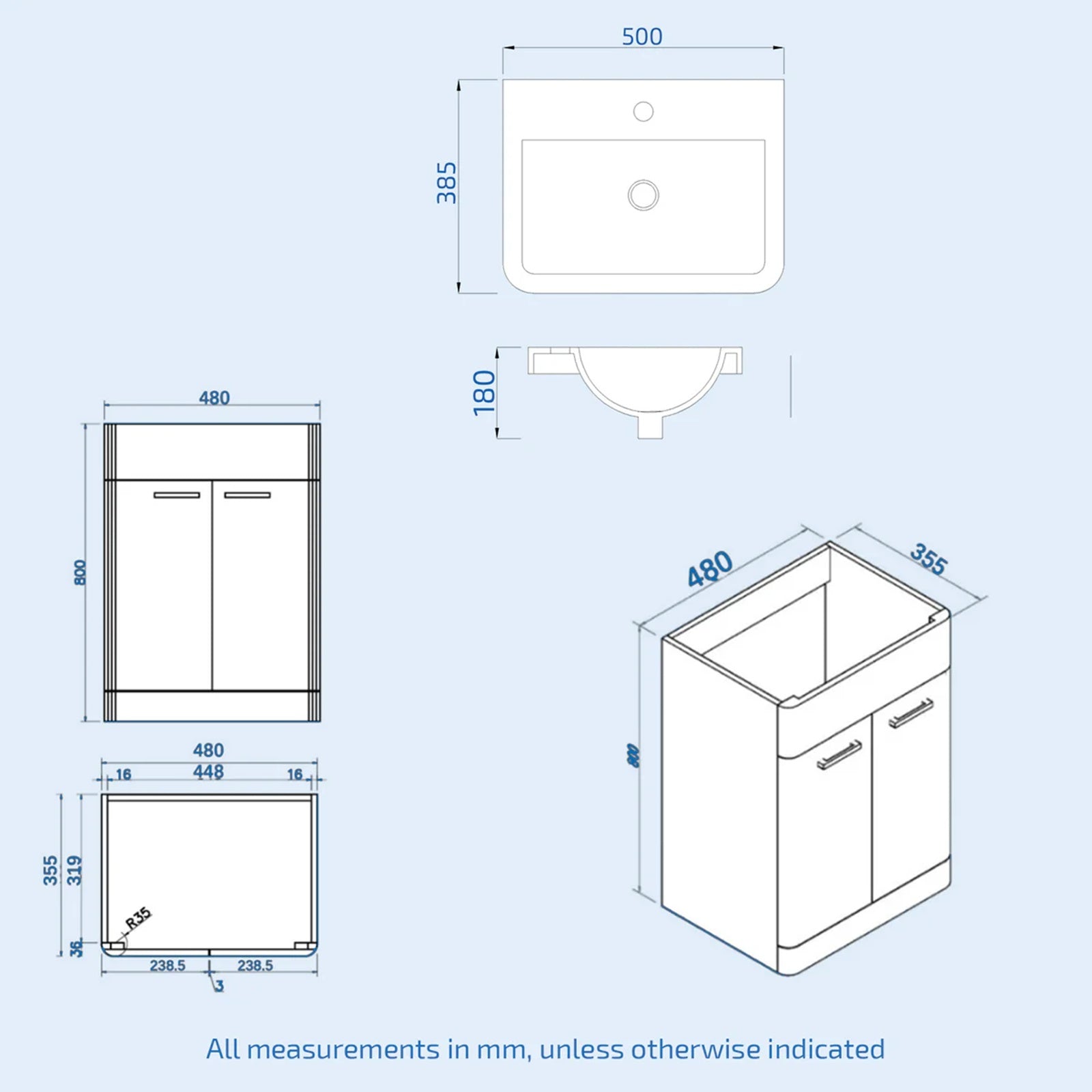 Afern 500mm Matte Grey Vanity Basin Unit, WC Unit & Debra Back To Wall Rimless Toilet