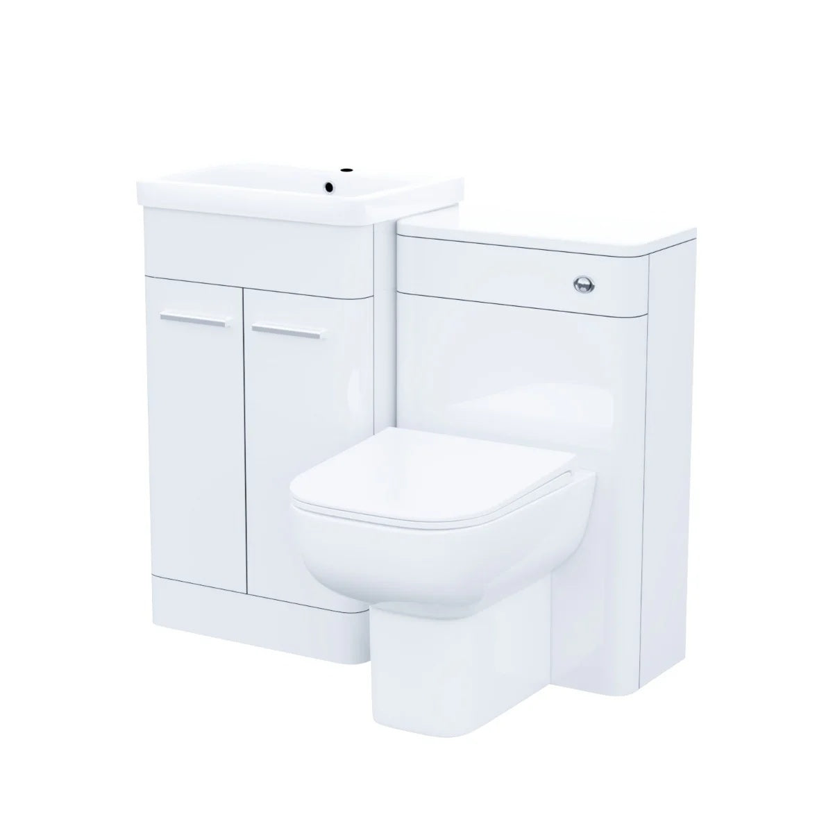 Afern 500mm White Vanity Basin Unit, WC Unit & Debra Back To Wall Rimless Toilet