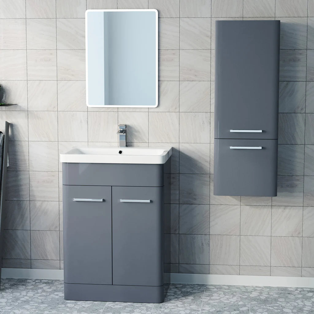 Afern 600mm Freestanding Dark Grey Vanity & 350mm Wall Hung Cabinet