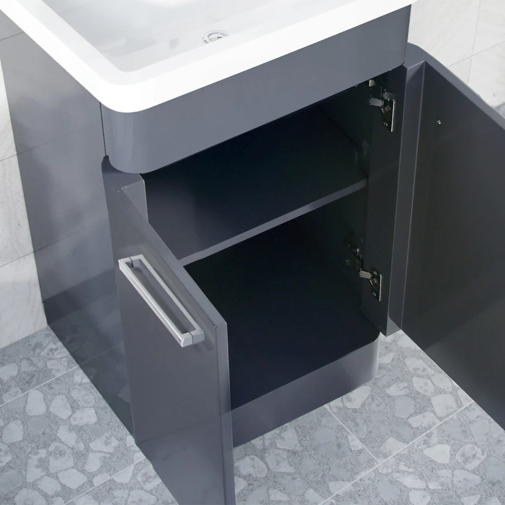 Afern 600mm Freestanding Dark Grey Vanity & 350mm Wall Hung Cabinet