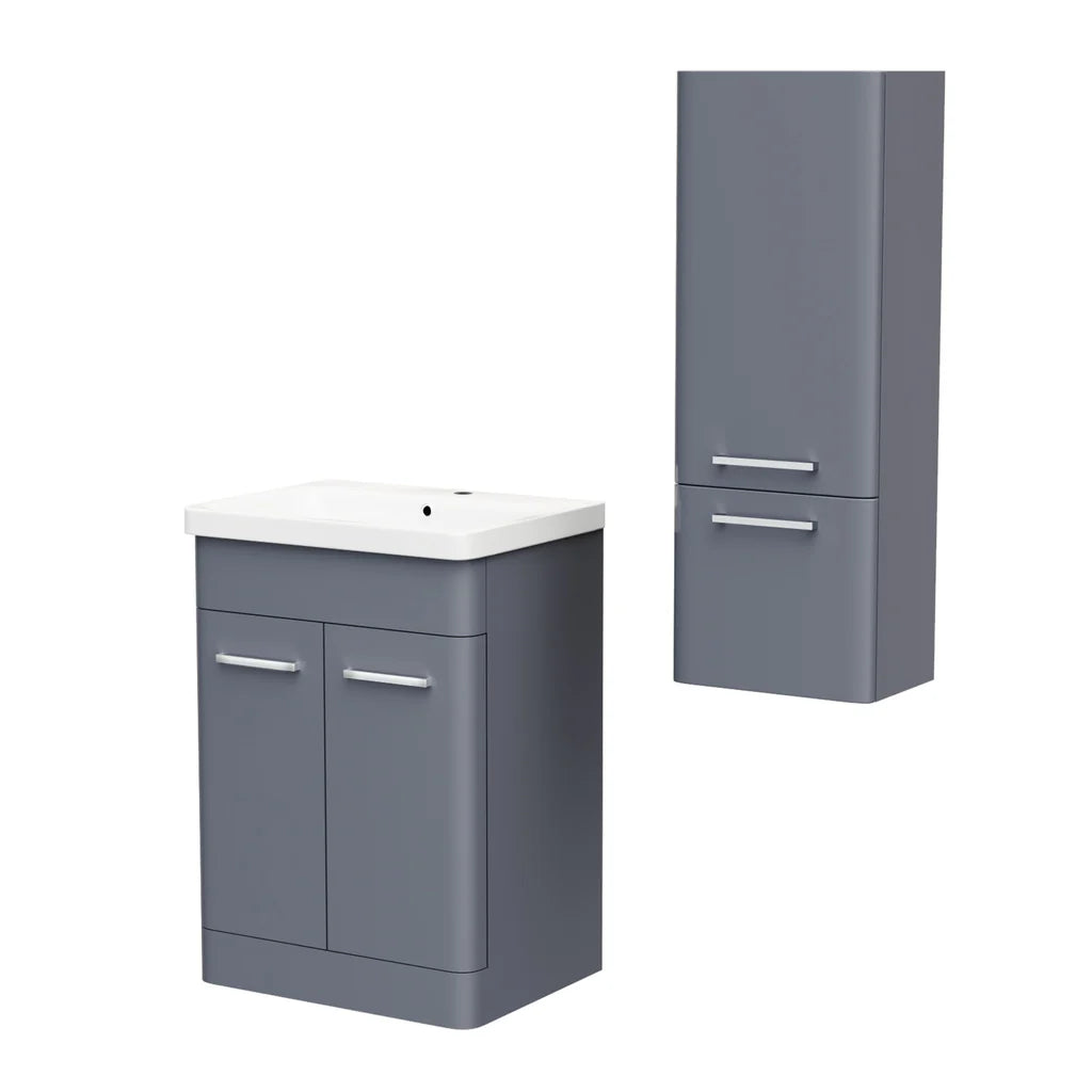 Afern 600mm Freestanding Dark Grey Vanity & 350mm Wall Hung Cabinet