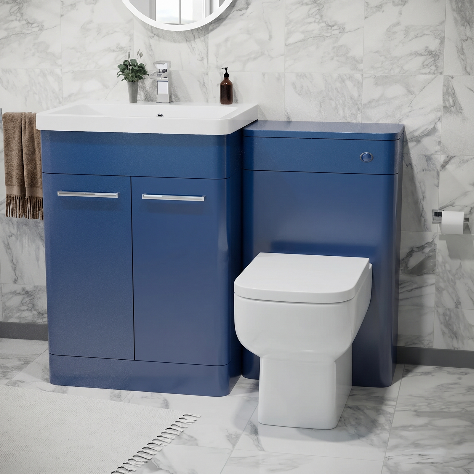 Afern 600mm Freestanding Vanity Unit with Basin, Toilet, WC unit Royal Blue