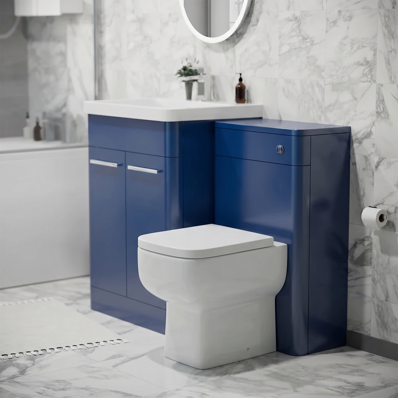 Afern 600mm Freestanding Vanity Unit with Basin, Toilet, WC unit Royal Blue