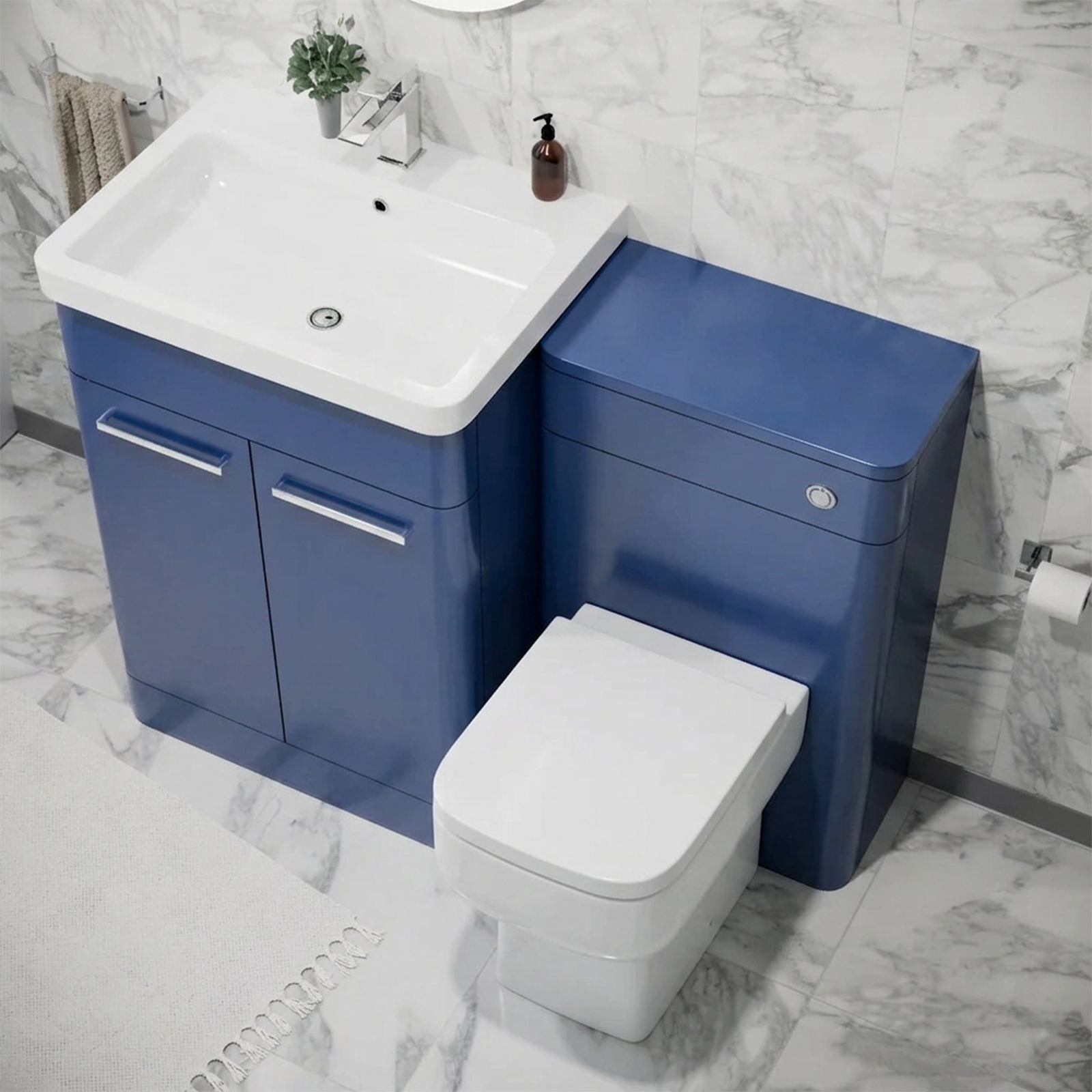 Afern 600mm Freestanding Vanity Unit with Basin, Toilet, WC unit Royal Blue