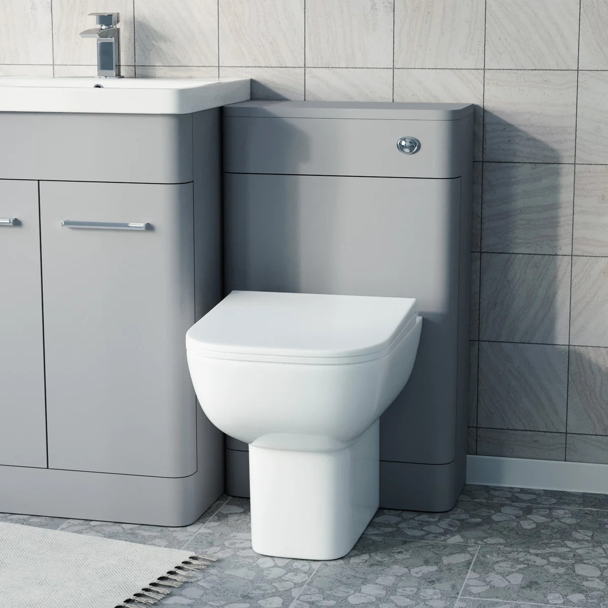 Afern 1100mm Matte Grey Freestanding Vanity WC Unit & Rimless BTW Toilet