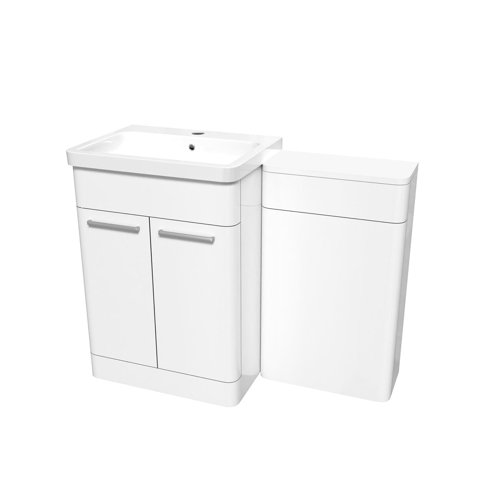 Afern White 600mm Freestanding Cabinet ,Ceramic Basin & WC Unit