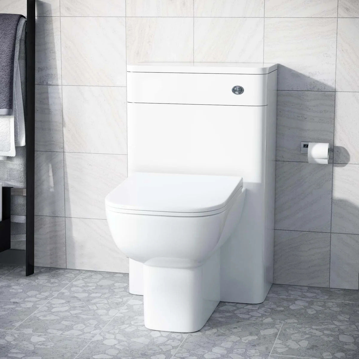 Afern Modern 500mm Rimless Back To Wall WC Toilet Gloss White