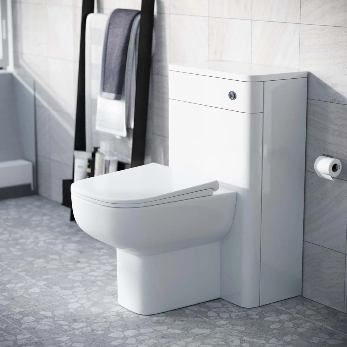 Afern Modern 500mm Rimless Back To Wall WC Toilet Gloss White