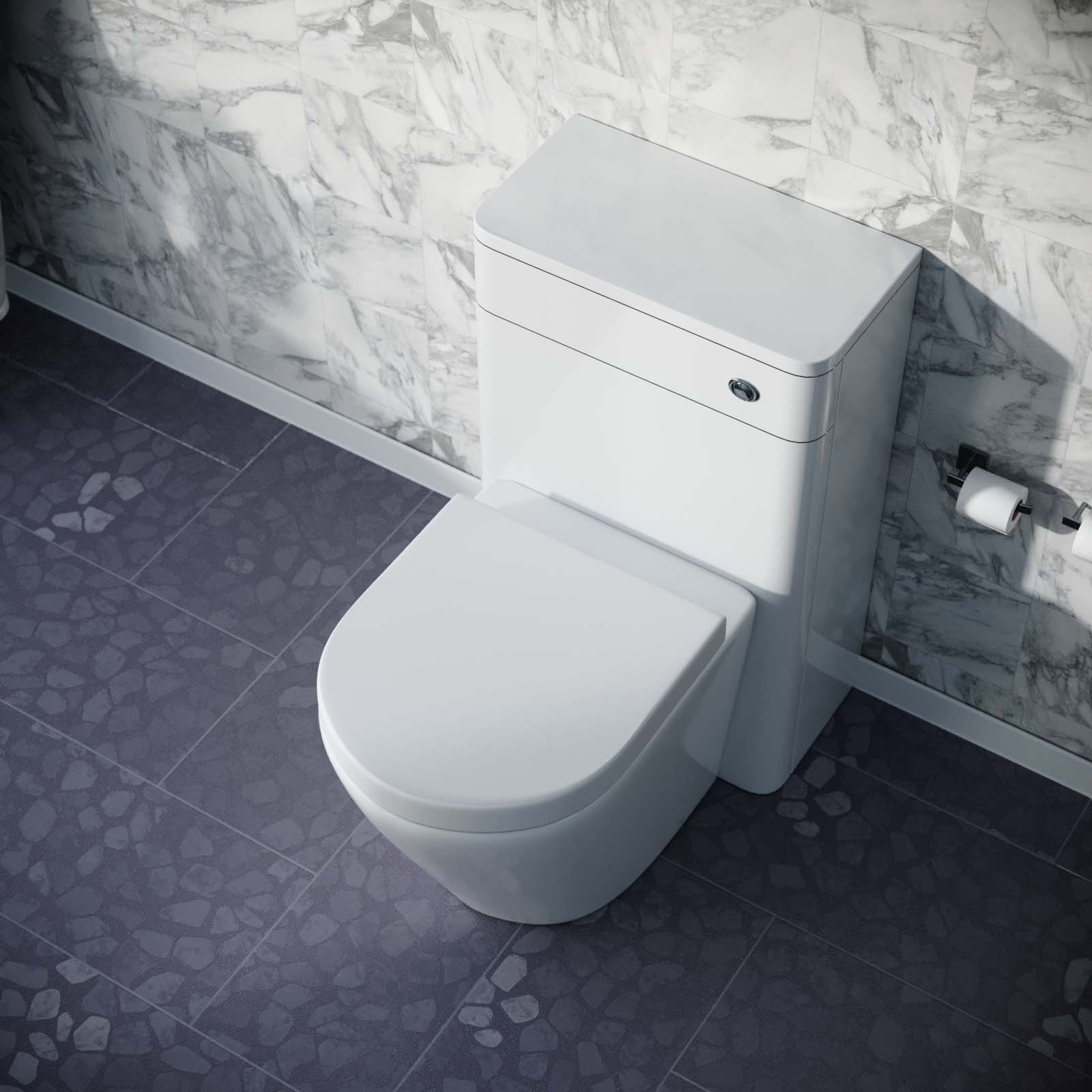 Afern Modern 500mm Back To Wall WC Rimless Toilet Gloss White Space Saving