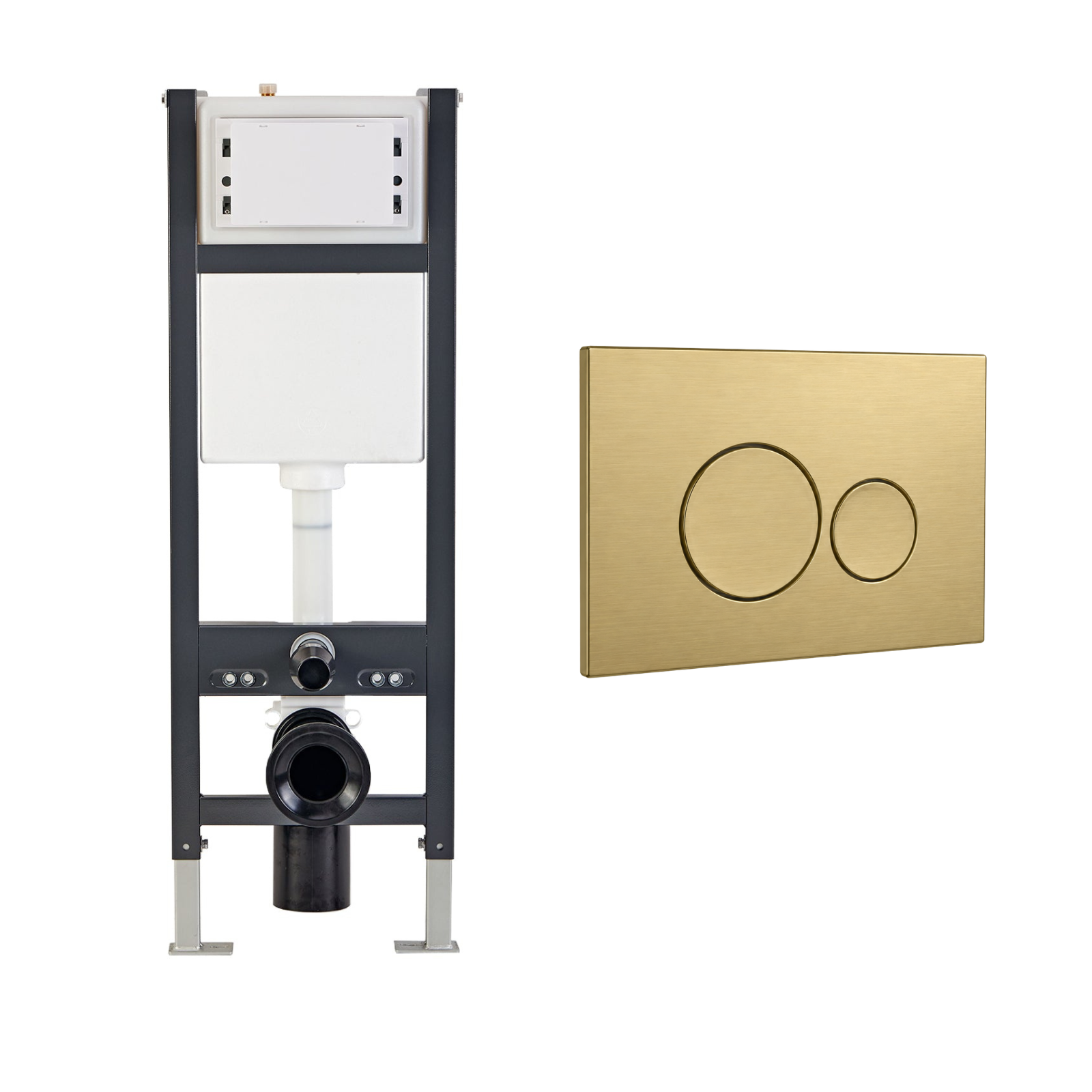 Conceal Cistern with Plate # Flush Plate_Elegant Brushed Brass Round Button # Hover