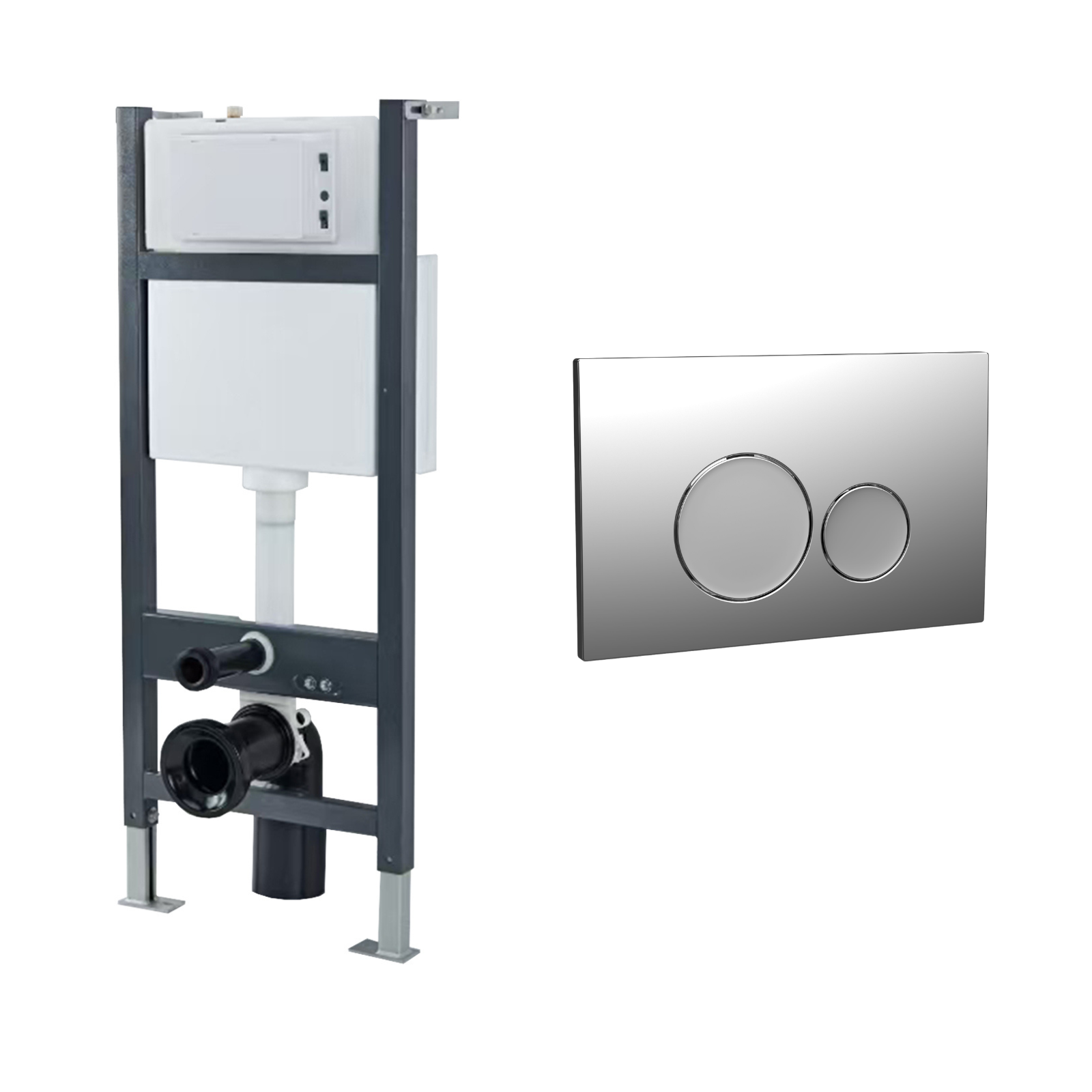 Conceal Cistern with Plate # Flush Plate_Elegant Chrome Round Button # hover