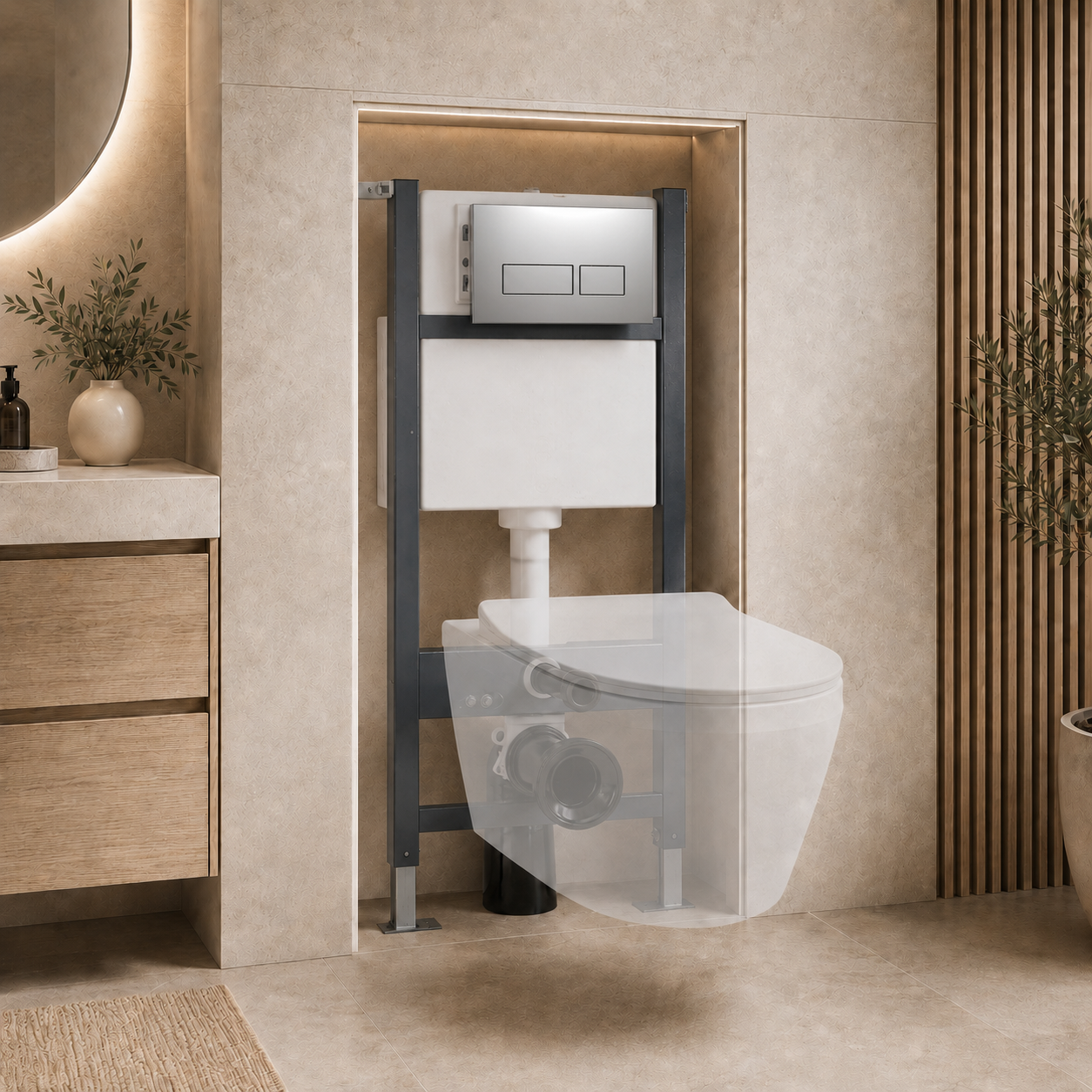 Conceal Cistern with Plate # Flush Plate_Chrome Square Button Flush Plate Contemporary