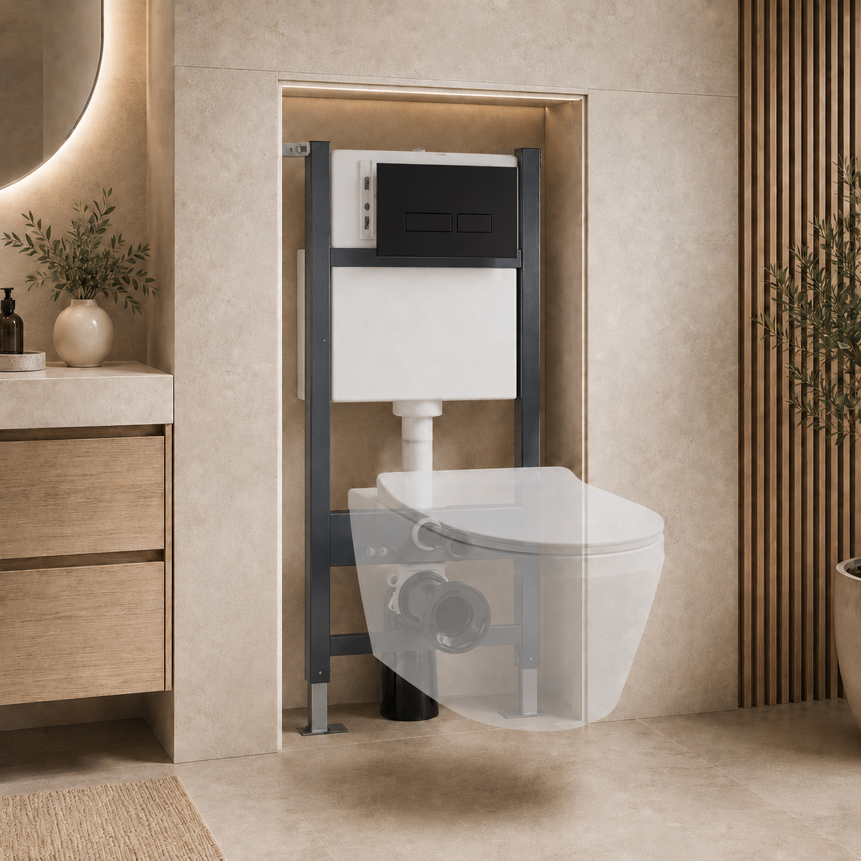 Conceal Cistern with Plate # Flush Plate_Matt Black Square Button Flush Plate Contemporary
