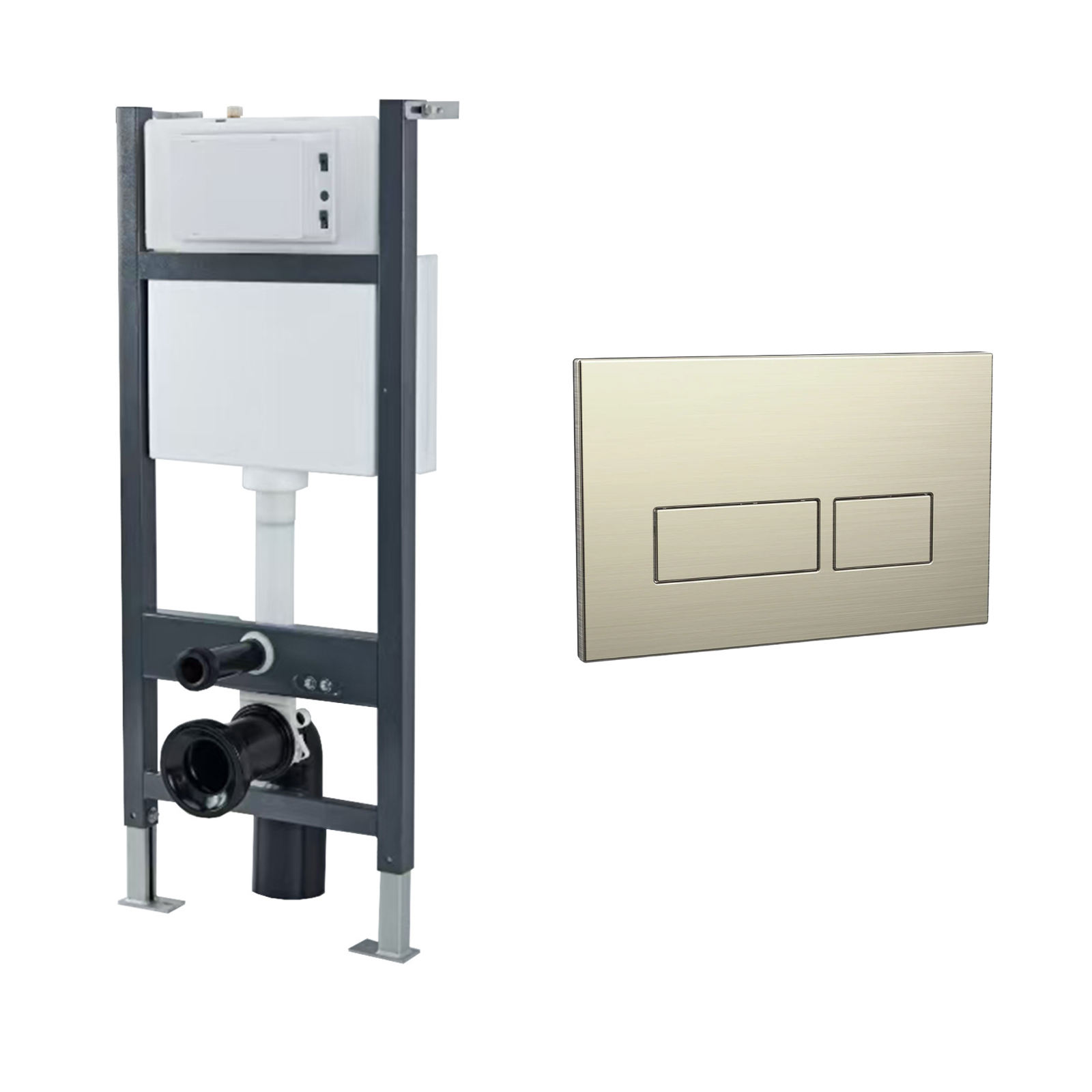 Conceal Cistern with Plate # Flush Plate_Brushed Brass Square Button Flush Plate Contemporary # Hover