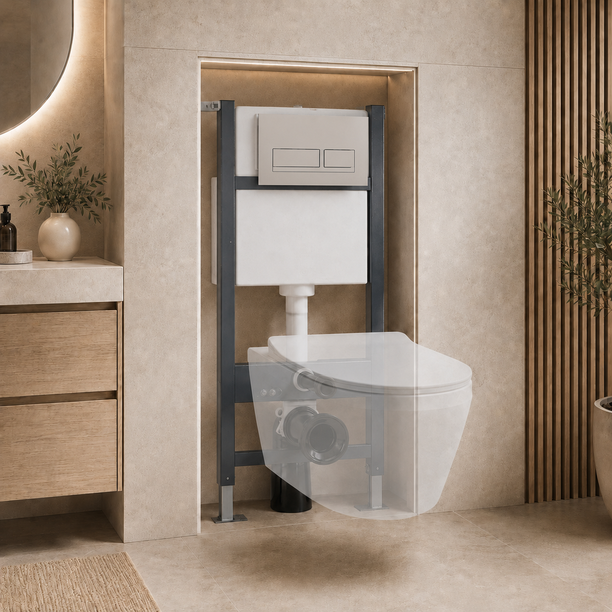 Conceal Cistern with Plate # Flush Plate_Chrome Square Button 