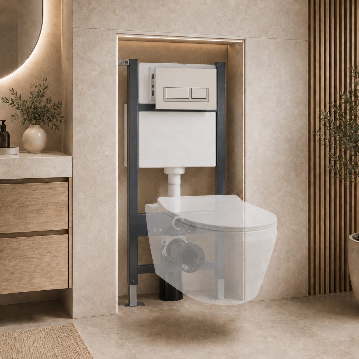 Conceal Cistern with Plate # Flush Plate_Chrome Modern Square Button