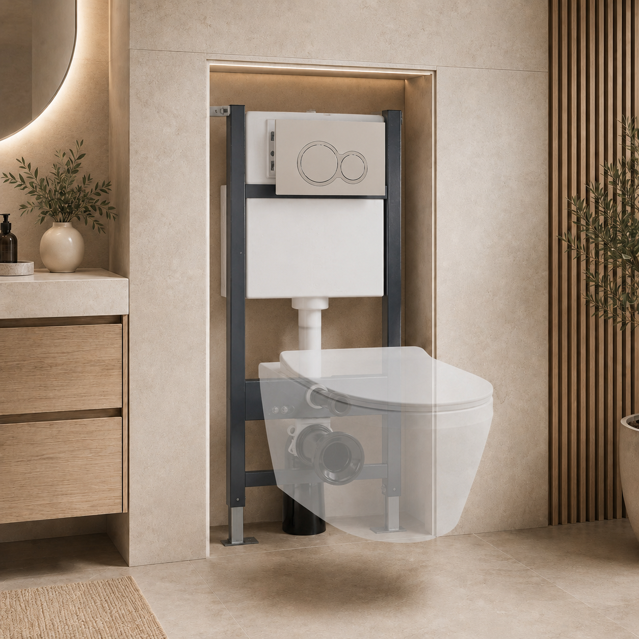 Conceal Cistern with Plate # Flush Plate_Chrome Round Button 