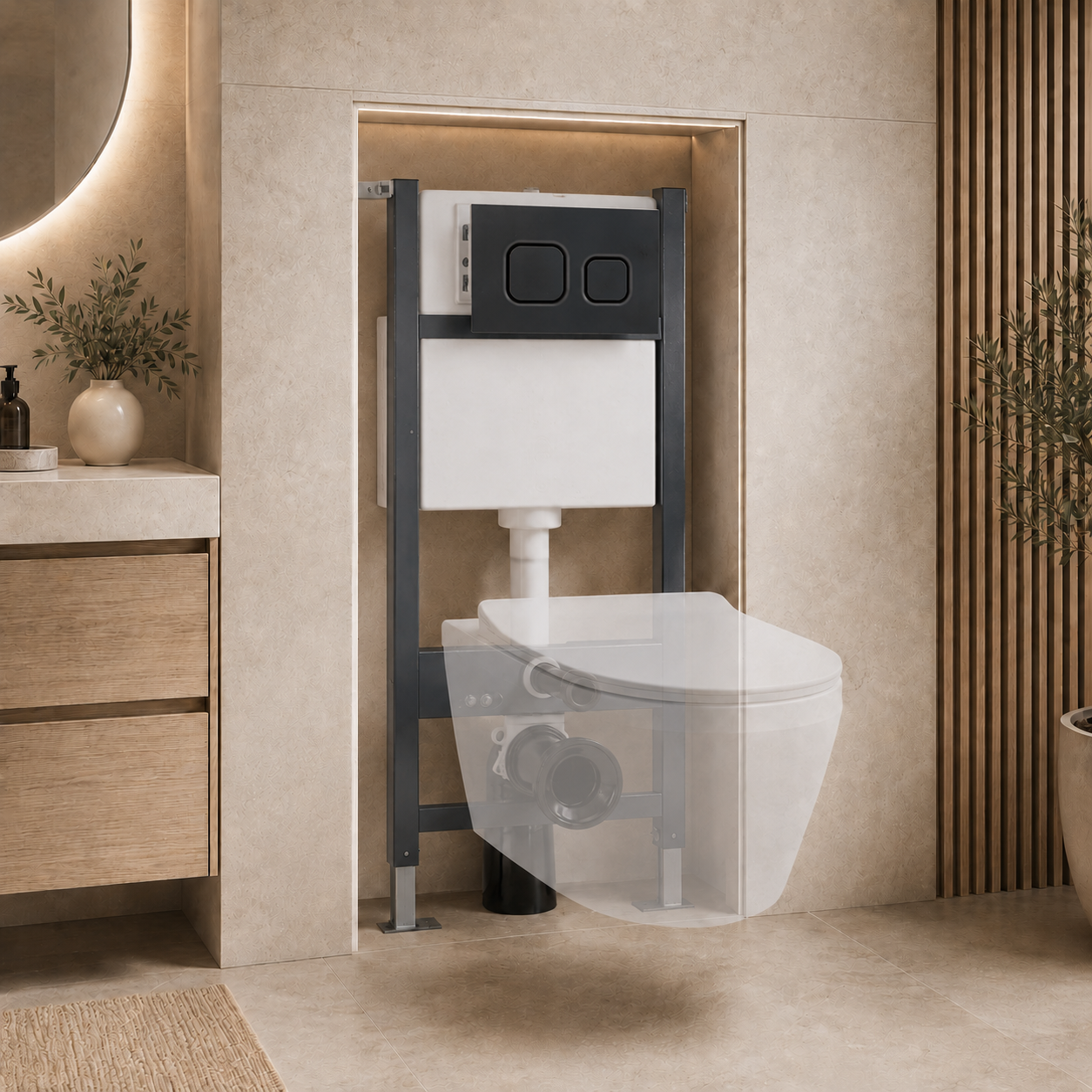 Conceal Cistern with Plate # Flush Plate_Avant Matt Black Square Button Dual
