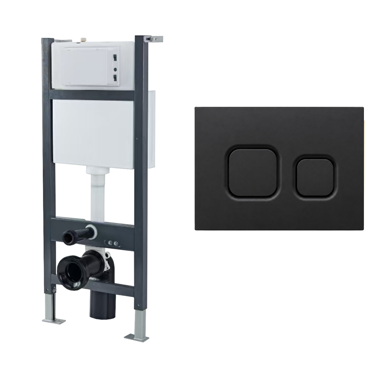 Conceal Cistern with Plate # Flush Plate_Avant Matt Black Square Button Dual # hover