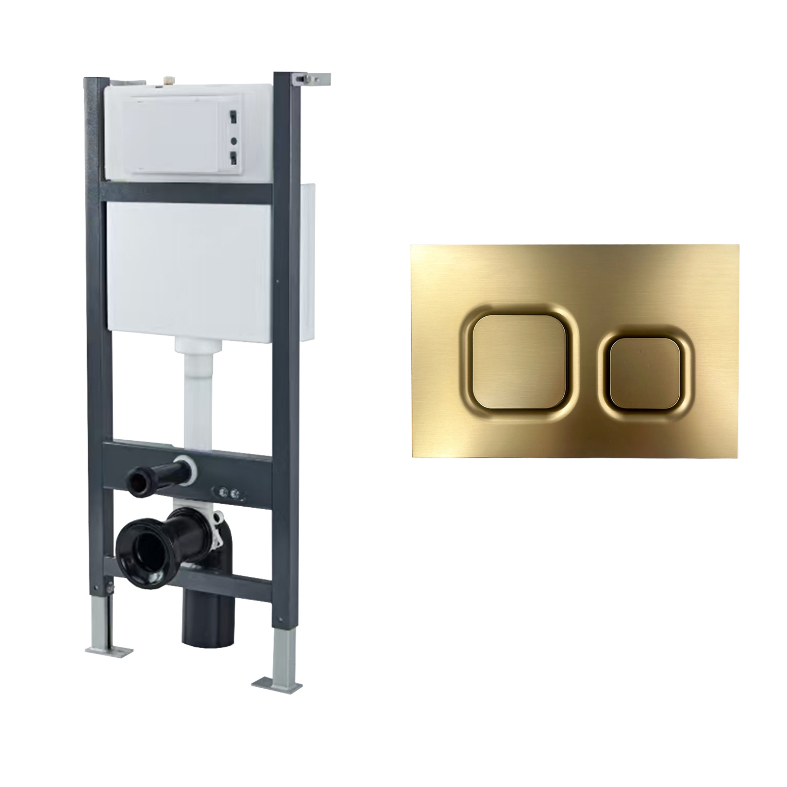 Conceal Cistern with Plate # Flush Plate_Brushed Brass Square Button # Hover