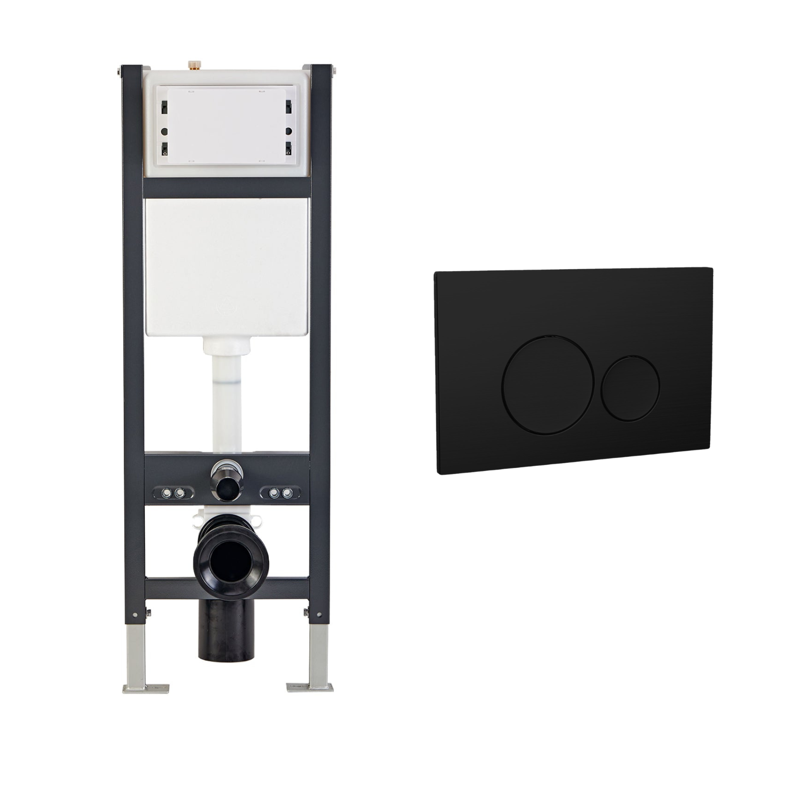 Conceal Cistern with Plate # Flush Plate_Elegant Matt Black Round Button Flush Plate # Hover