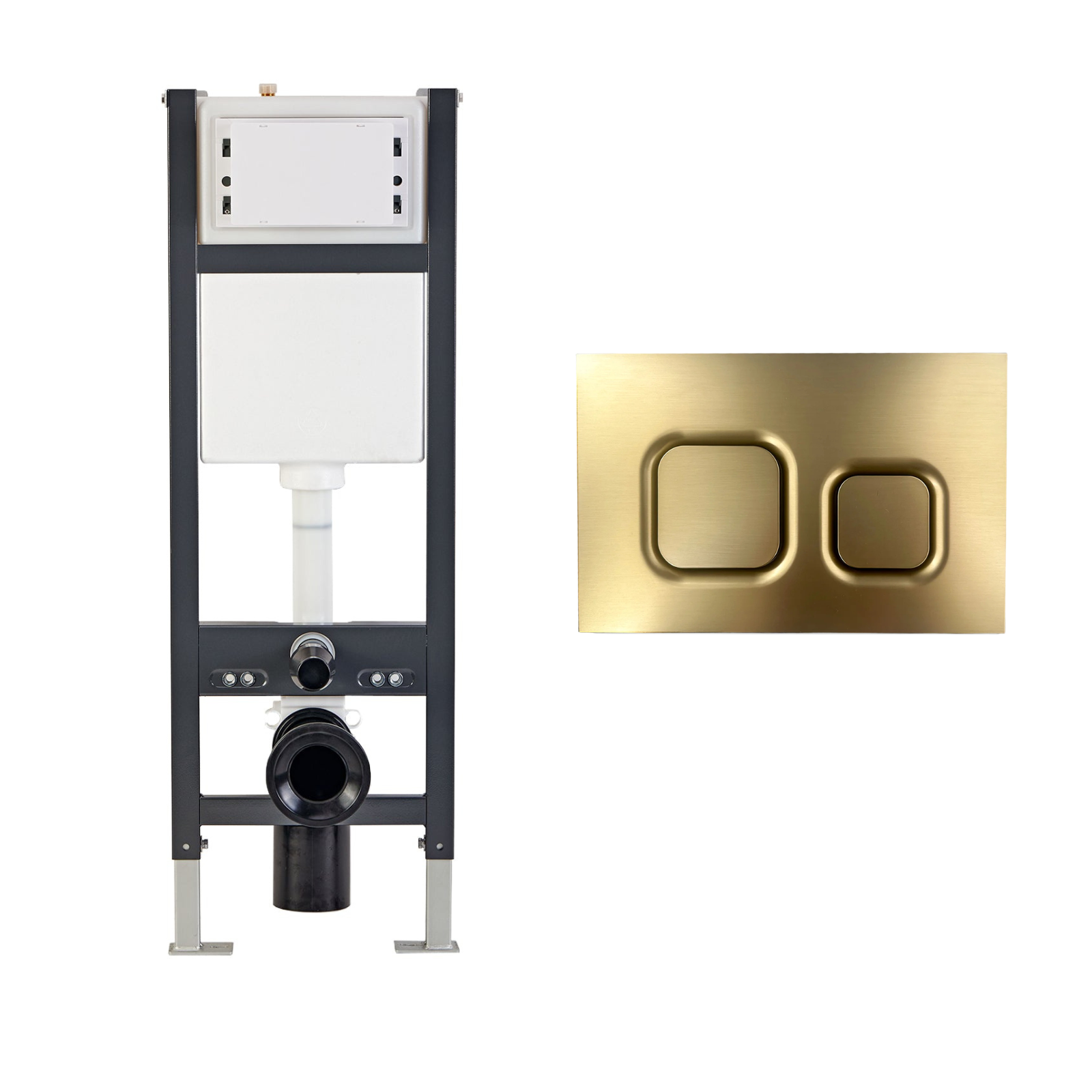 Conceal Cistern with Plate # Flush Plate_Brushed Brass Square Button Flush Plate # Hover