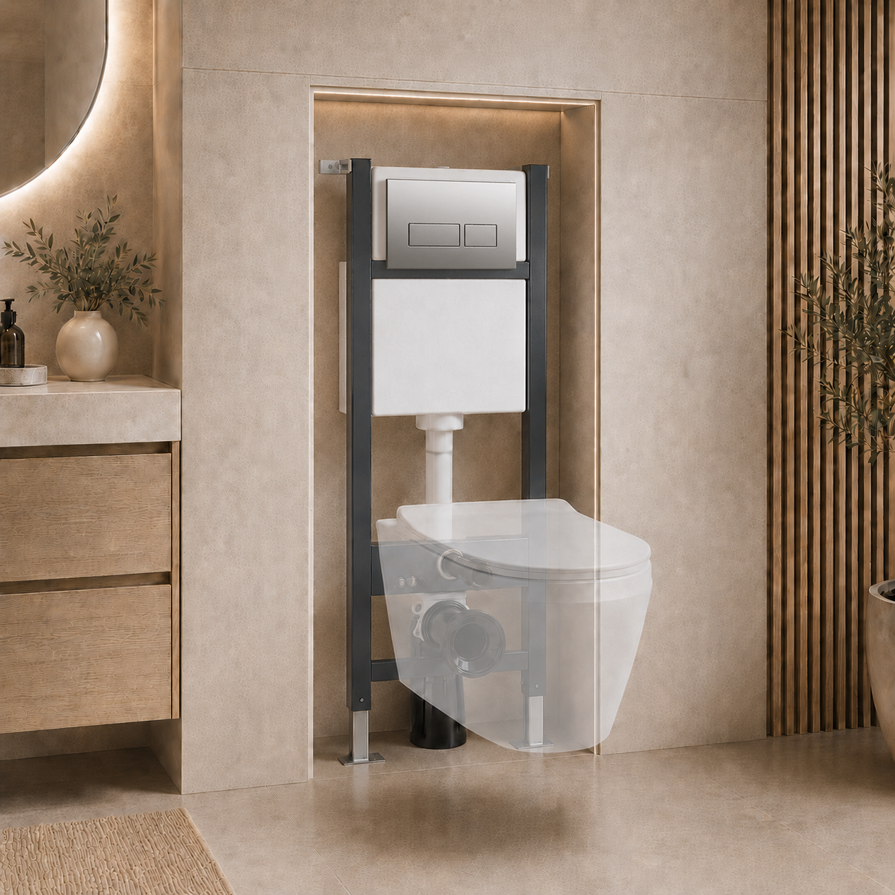 Conceal Cistern with Plate # Flush Plate_Chrome Square Button Flush Plate Contemporary