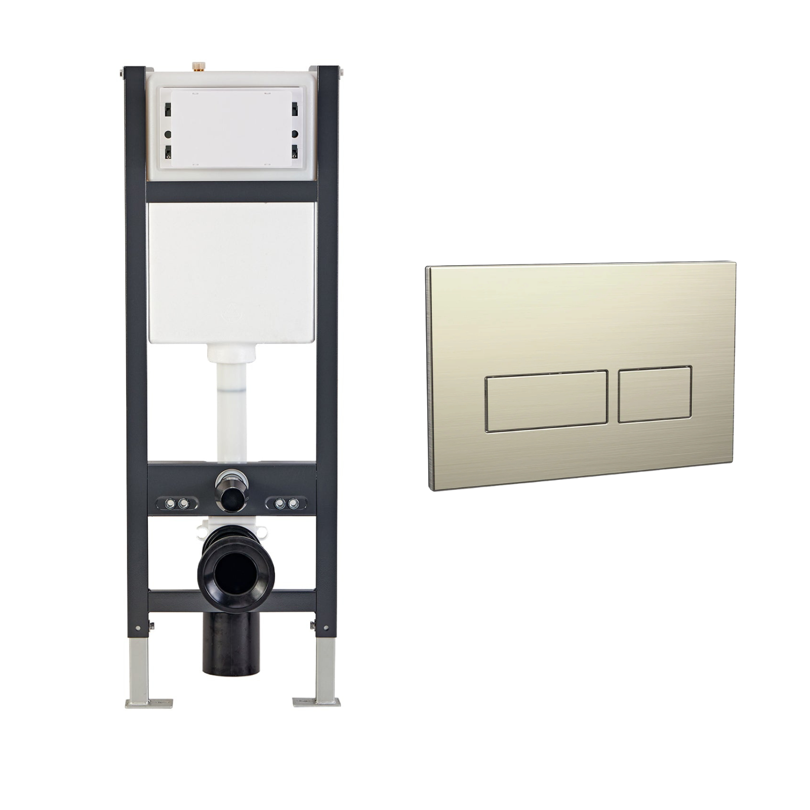 Conceal Cistern with Plate # Flush Plate_Brushed Brass Square Button Flush Plate Contemporary # Hover