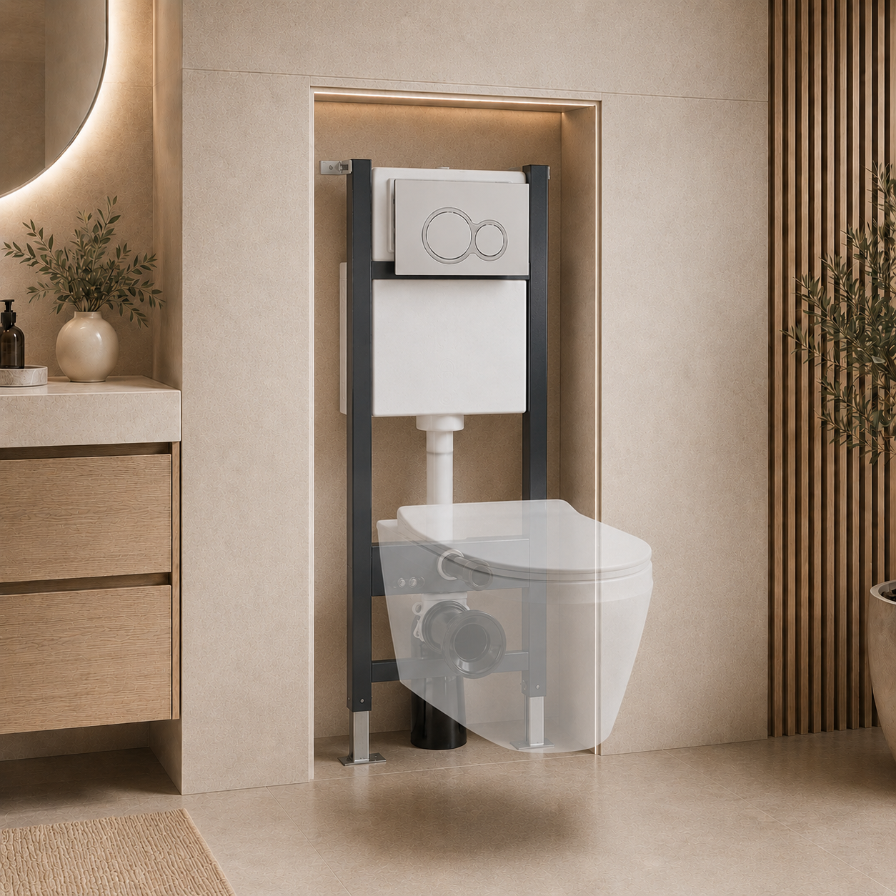 Conceal Cistern with Plate # Flush Plate_Chrome Round Button Flush Plate