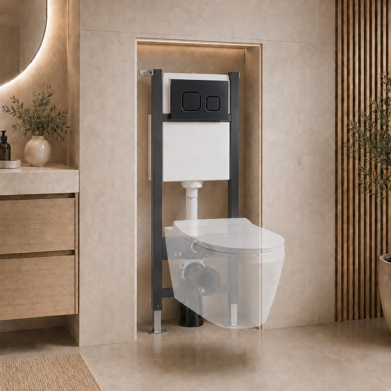Conceal Cistern with Plate # Flush Plate_Avant Matt Black Square Button Dual Flush Plate