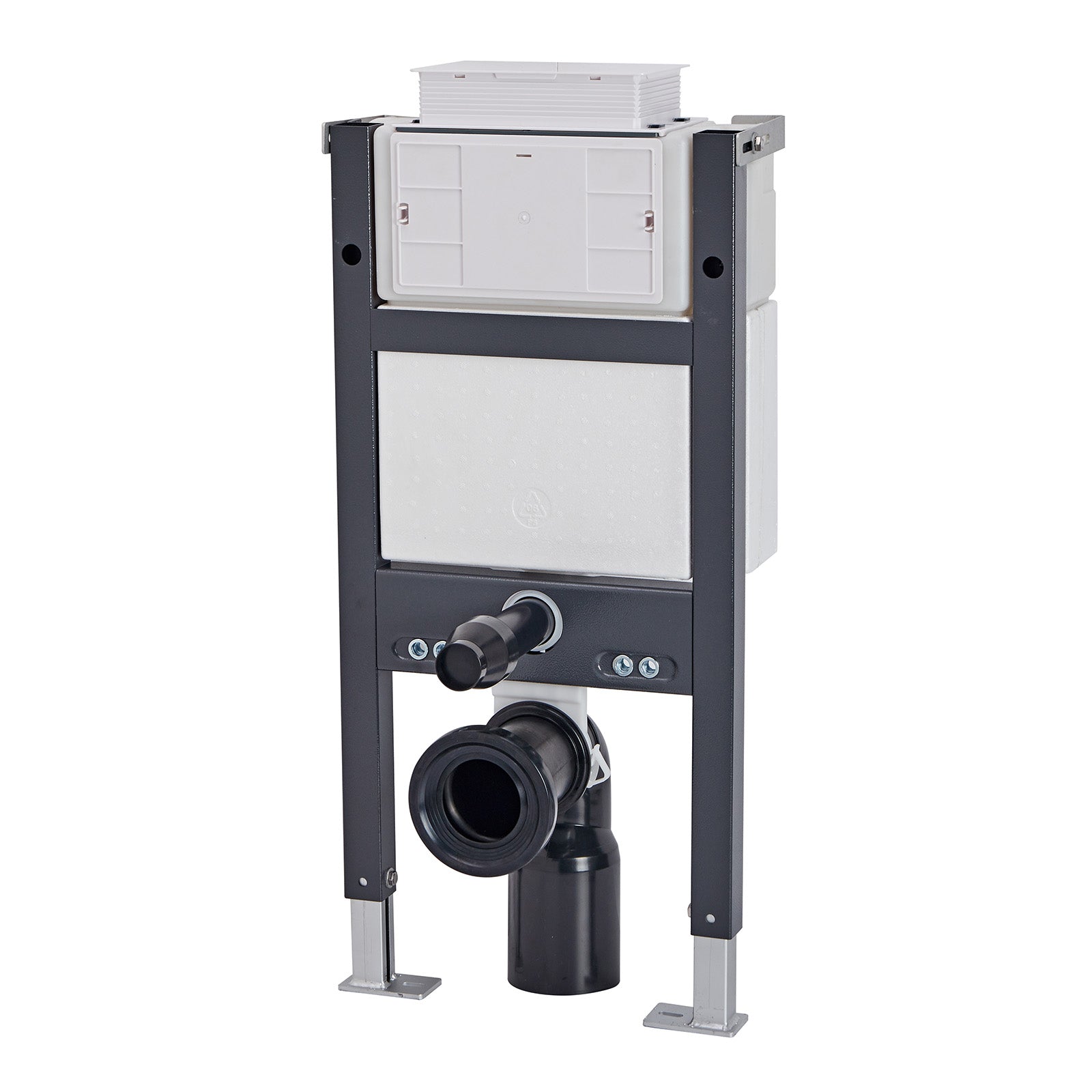 Wall Hung Square Rimless Black Toilet, Cistern Frame Square Button