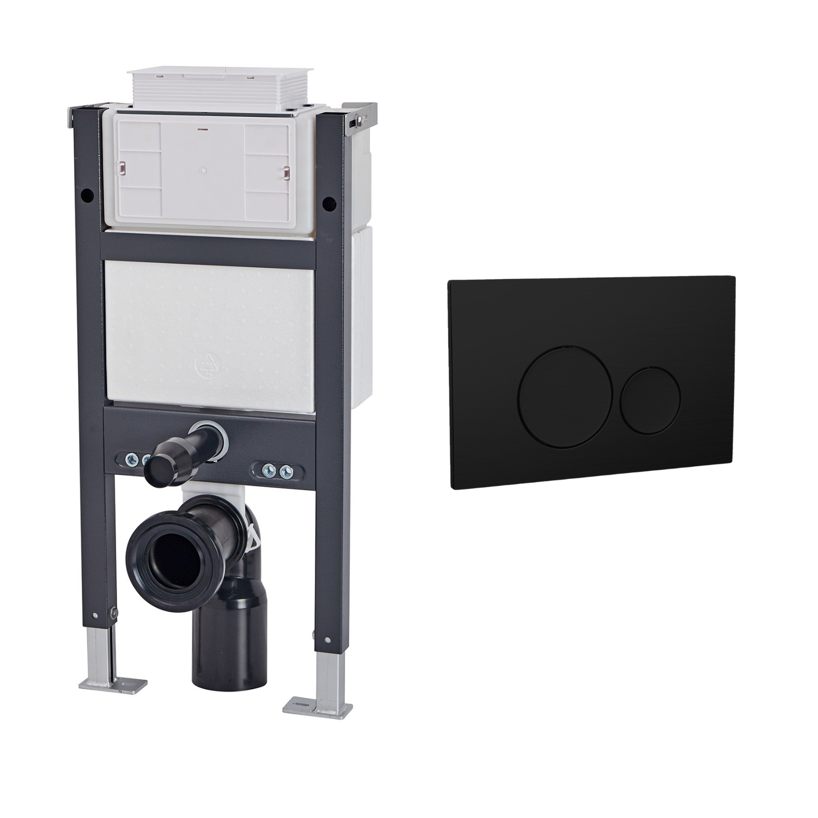 Conceal Cistern with Plate # Flush Plate_Matte Black Round Buttons # hover